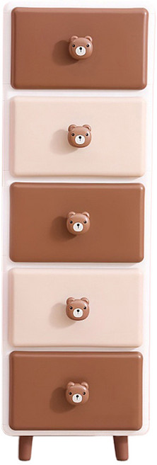AOTTO 創意傢俱 35面寬童趣動物五層收納櫃 加高加深 AT-035BK, 5層, 棕色小熊