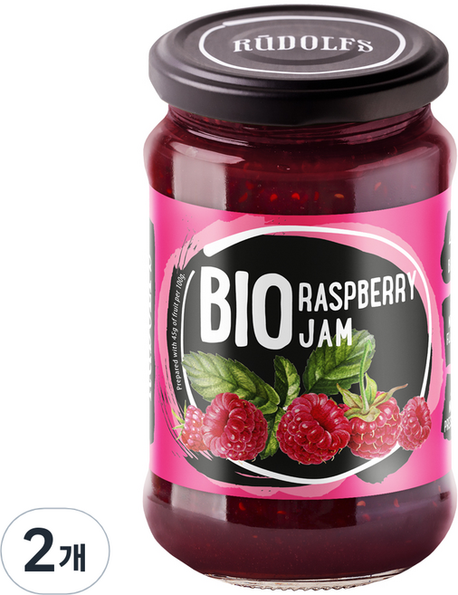 RUDOLFS 유기농 라즈베리잼, 400g, 2개