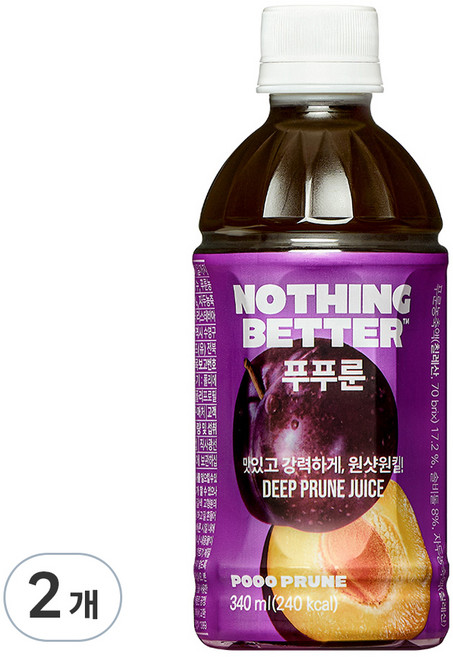 낫띵베럴 푸푸룬 푸룬주스, 340ml, 2개