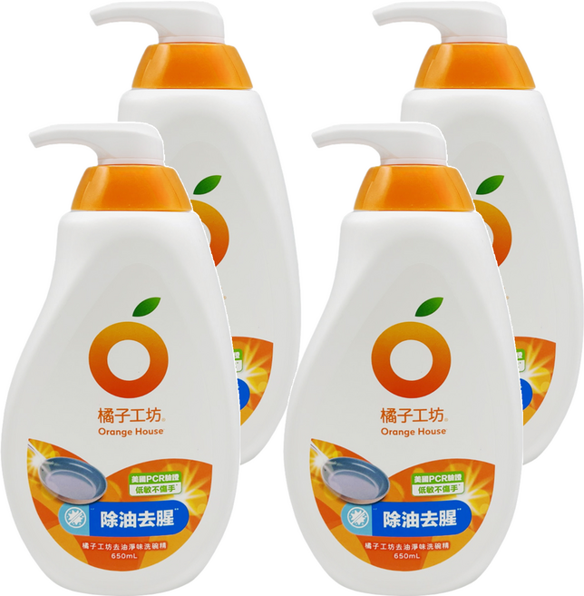Orange House 橘子工坊 去油淨味洗碗精, 650ml, 4瓶