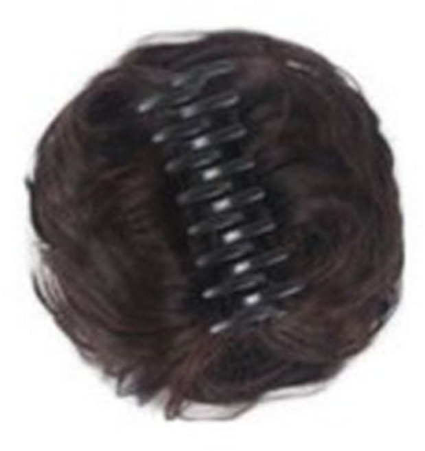 동글이 똥머리 헤어집게핀 부분가발 숏웨이브, 다크브라운, 1개