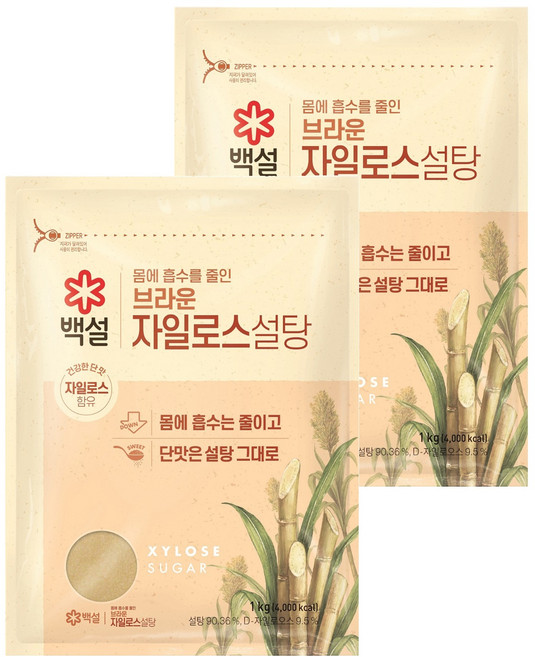 백설 브라운 자일로스 설탕, 1kg, 2개