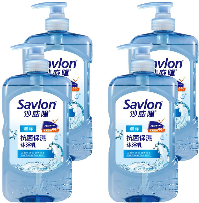 Savlon 沙威隆 抗菌保濕沐浴乳 海洋, 850g, 4瓶
