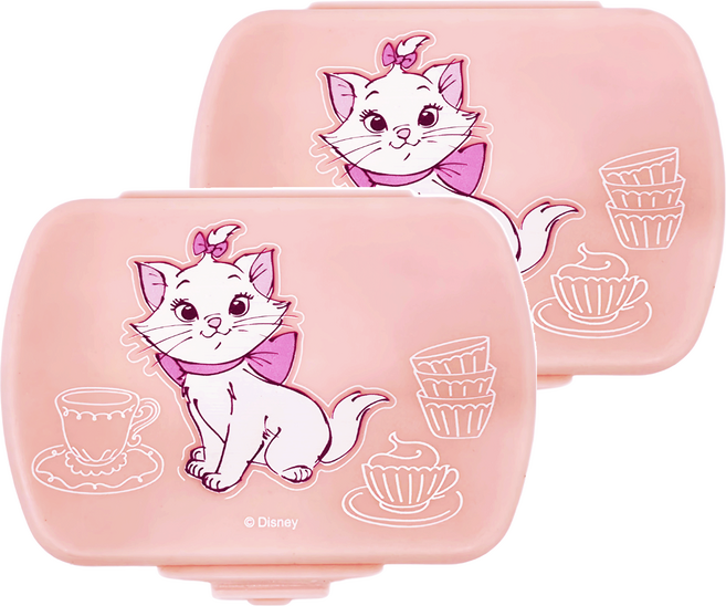 貓兒歷險記 萬用6格收納盒, 瑪麗貓粉色, 2個