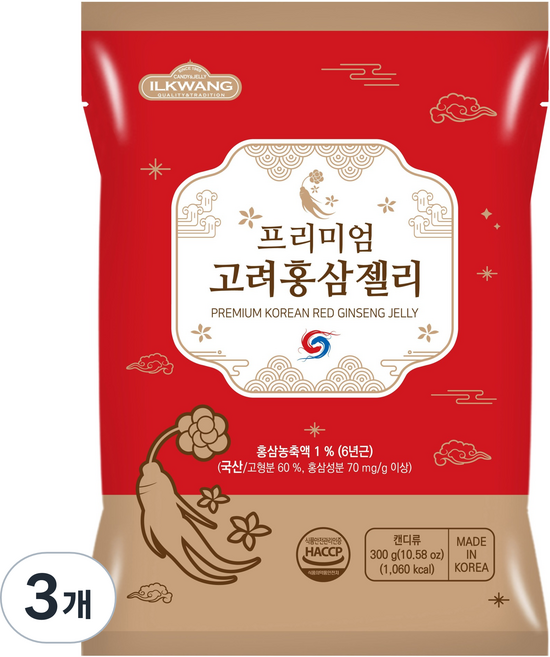 일광제과 프리미엄 고려홍삼 젤리, 300g, 3개
