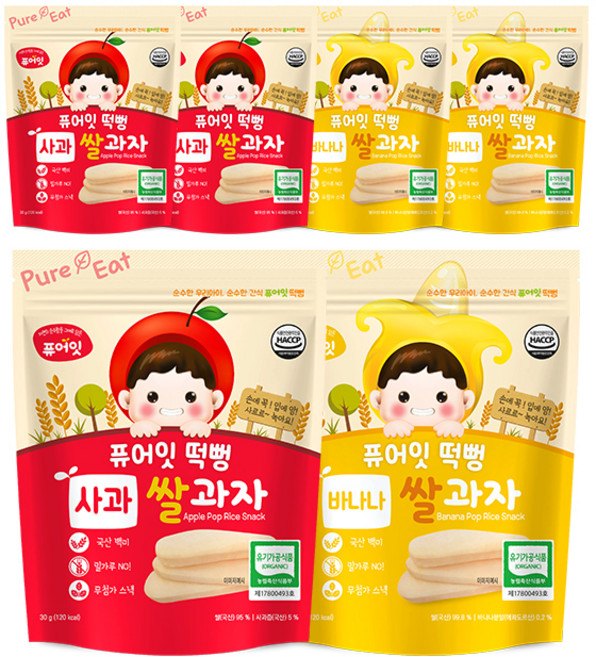 퓨어잇 사과떡뻥 3p + 바나나떡뻥 3p, 사과, 바나나, 1세트