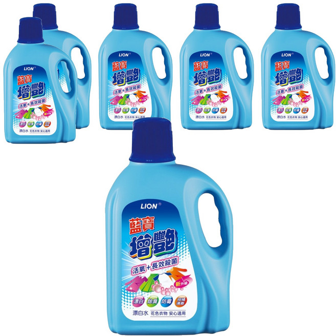 藍寶增豔漂白水 除臭防霉 適用於花色衣物, 3L, 6瓶