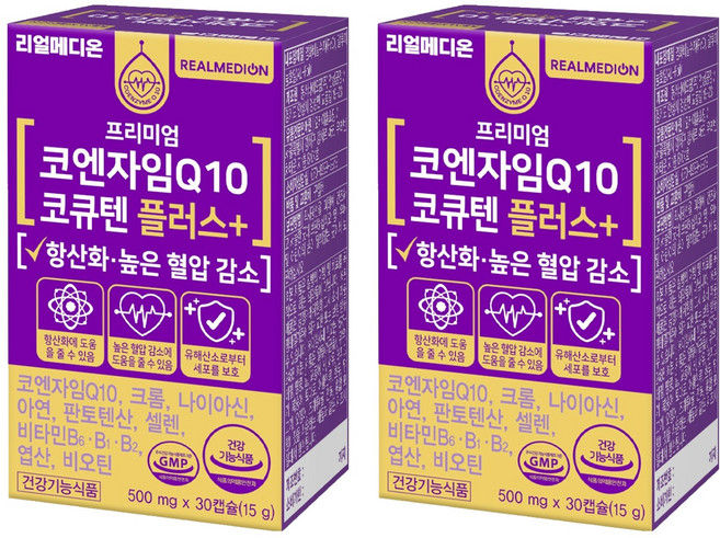 리얼메디온 코엔자임Q10 코큐텐 플러스 15g, 30정, 2개