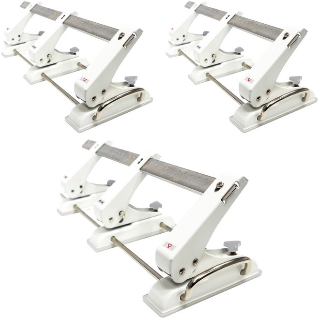 바이하츠 3공 이동펀치 25매 천공BY-3H, 화이트, 3개