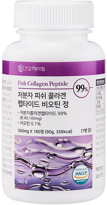 Geonganghearim 低分子魚膠原蛋白胜肽生物素錠 90克, 180錠, 1個