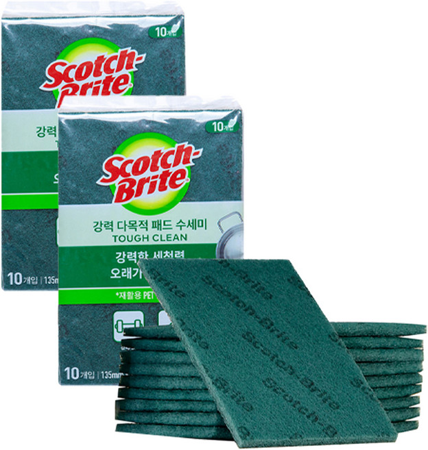스카치브라이트 강력 다목적 패드 수세미 중형, 10개입, 2개