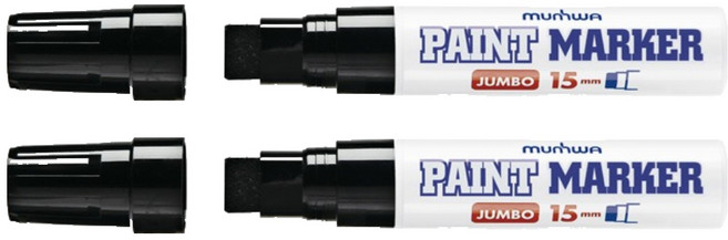 문화연필 점보 페인트 마카 검정 15mm, 1색, 2개