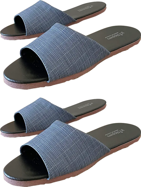 TAIWAN SLIPPER 台灣犀利趴 純色 皮質室內拖鞋, 日曜藍, 2雙