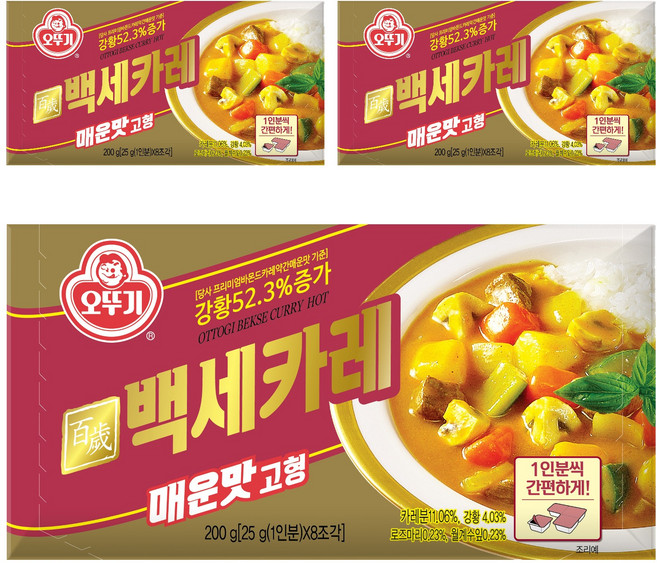 OTOKI 不倒翁 百歲咖哩塊 辣味, 200g, 3盒