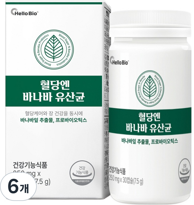 헬로바이오 혈당엔 바나바 유산균, 30정, 6개