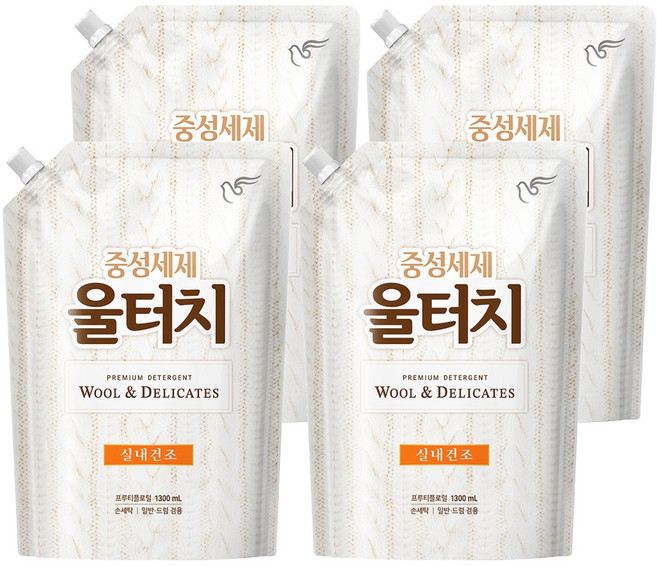 울터치 중성세제 리필, 1.3L, 4개