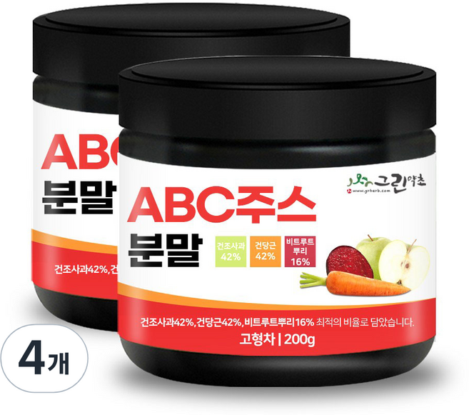 그린약초 풋사과 비트 당근 황금비율 ABC주스 분말, 4개, 200g