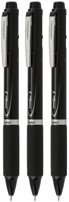 Pentel 飛龍文具 ENERGEL 極速三色筆 0.5mm XBLC35, 黑色, 3支