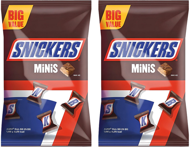 SNICKERS 士力架 迷你花生巧克力, 1.098kg, 2袋