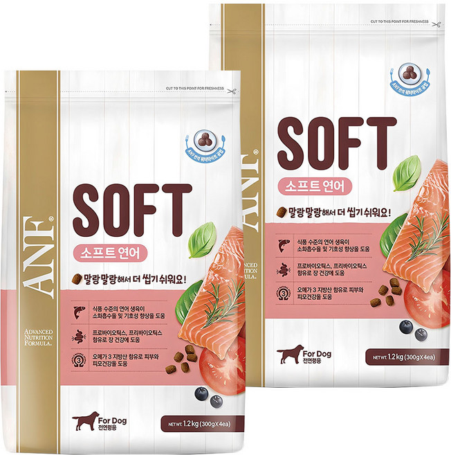 ANF 전연령용 독 소프트사료, 연어, 1.2kg, 2개