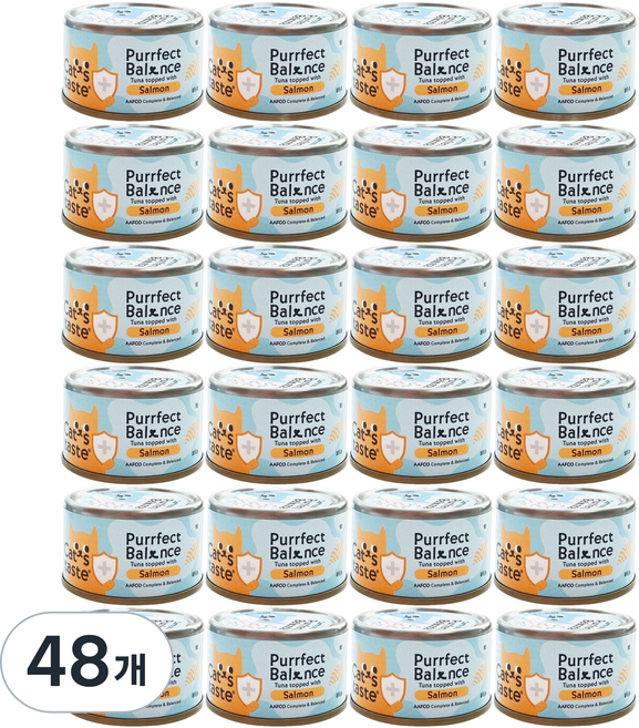 캣츠테이스트 3개월 이상 고양이 퍼펙트 밸런스 주식캔, 연어+참치, 85g, 48개