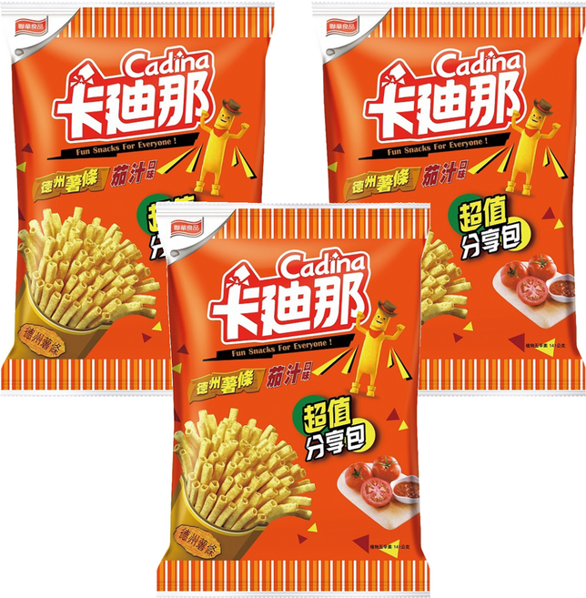 Cadina 卡迪那 德州薯條, 141g, 3包