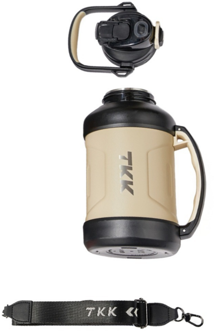 TKK 撼路者手提大容量316不鏽鋼保溫壺 附背帶, 沙漠黃, 1個, 1650ml