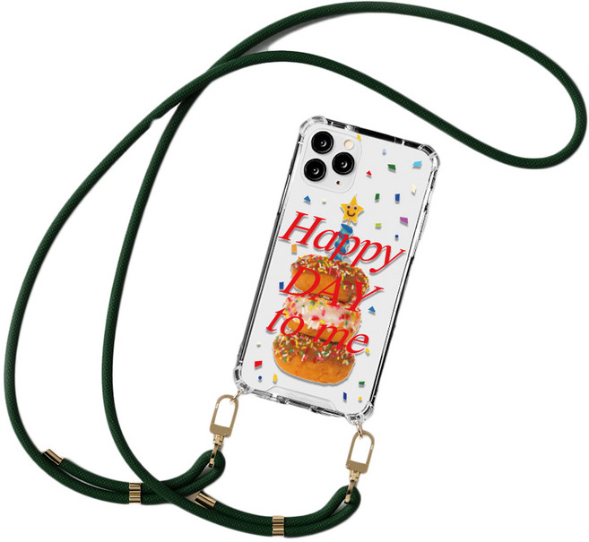 SHARON6 設計款掛繩透明防撞手機殼 Happy Day