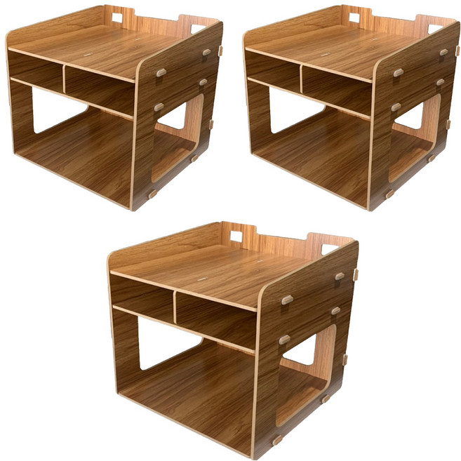 사무실 수납 프린터 송장 거치대, 다크월넛, 3개