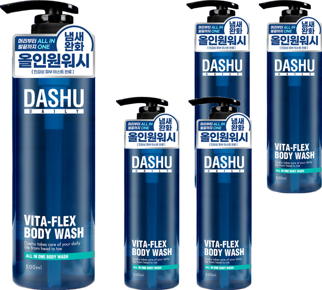 다슈 데일리 비타플렉스 올인원 바디워시, 500ml, 5개