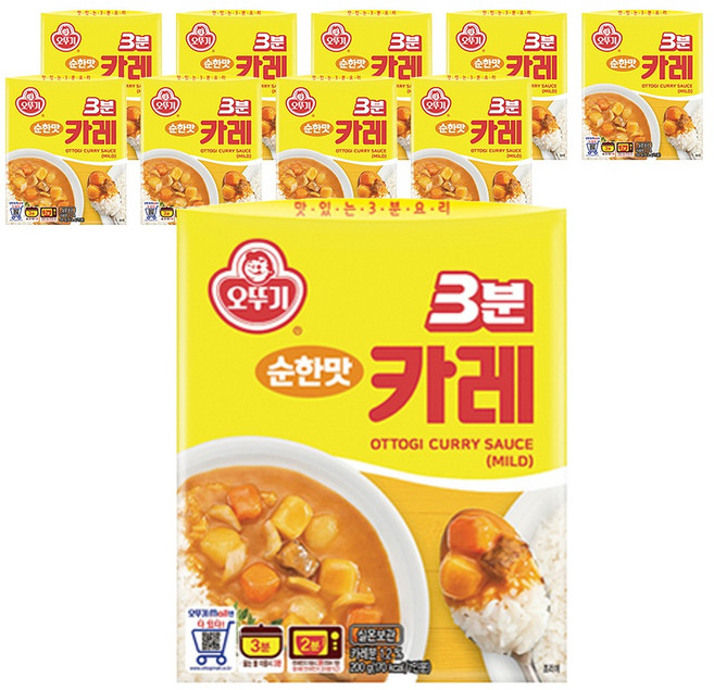 오뚜기3분 카레 순한맛, 200g, 10개