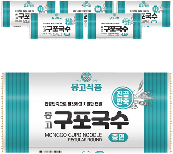 몽고식품 구포국수 진공 중면, 1.4kg, 6개
