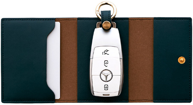 가죽 차 키케이스 카드 지갑, 다크그린