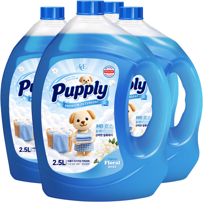 퍼플리 실내건조 일반용 드럼용 세탁 액체세제, 4개, 2.5L