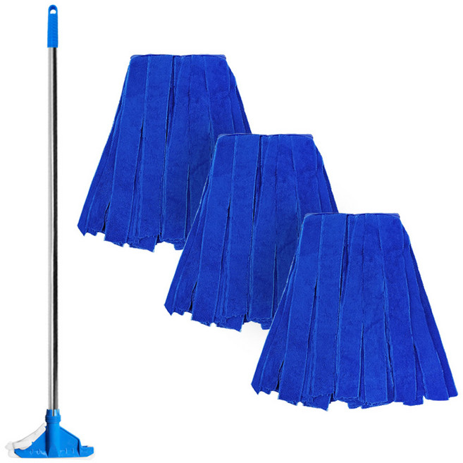 월드크린 국산 스텐 마포대 + 극세사 마포걸레 270g 3p, 1세트, 혼합색상