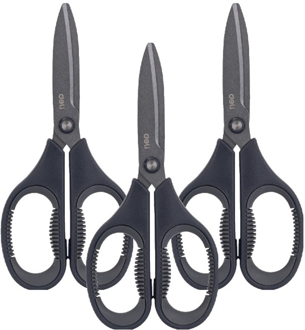 델리 사무용 이지컷 가위 77754, 그레이, 3개