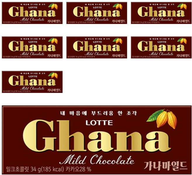 가나 마일드 밀크초콜릿, 34g, 8개