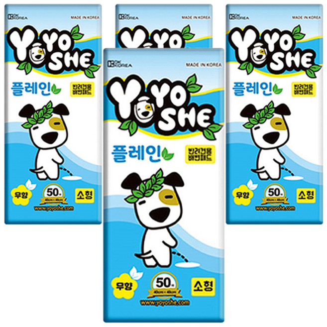 요요쉬 강아지 플레인 배변패드 무향, 4개, 50개입