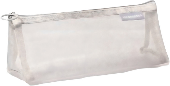 갠지라이프 투명 세모 메쉬 펜파우치 필통, 그레이, 1개