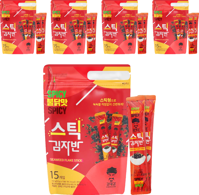 김대감 불닭맛 스틱 김자반 15p, 150g, 5개