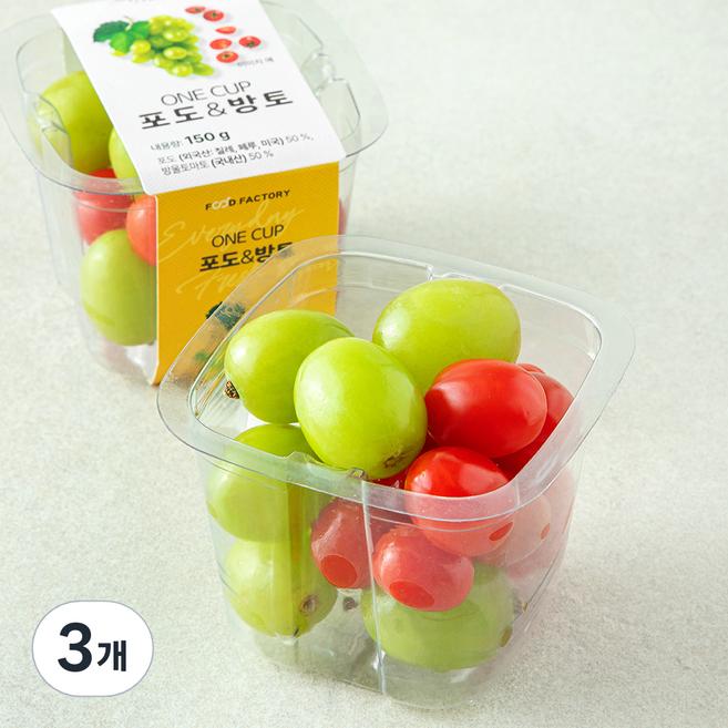 푸드팩토리 원컵 포도 & 방토, 150g, 3개, 1개입