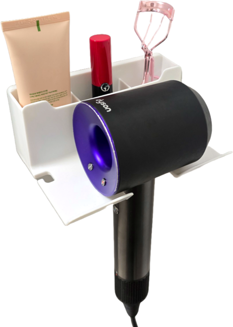 밝은리빙 무타공 드라이기 거치대 보관함형 A타입, 화이트, 1개