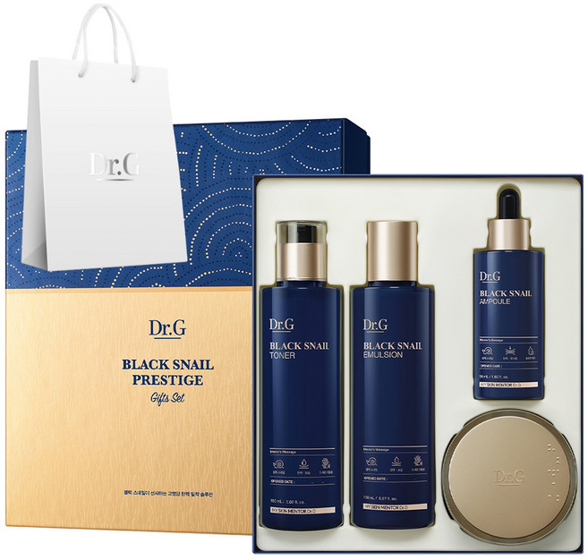 닥터지 블랙 스네일 프레스티지 토너 + 에멀전 + 앰플 + 크림 + 쇼핑백 4종 세트, 1세트