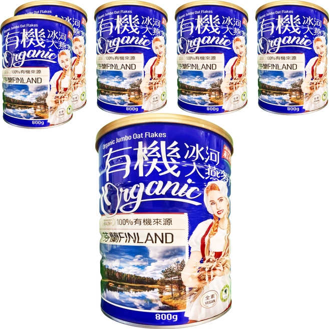 HomeBrown 紅布朗 有機冰河大燕麥片, 800g, 6罐