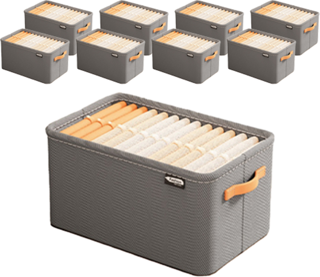 withWIN 부직포 접이식 리빙박스, 그레이, 특대형(48 x 28 x 25 cm), 9개