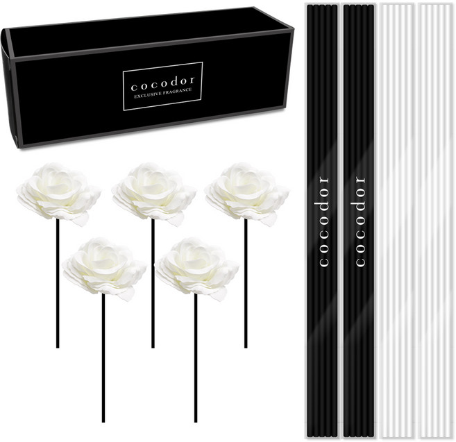 코코도르 디퓨저 섬유 리드스틱 화이트로즈 패키지, 혼합색상, 1개, 25개