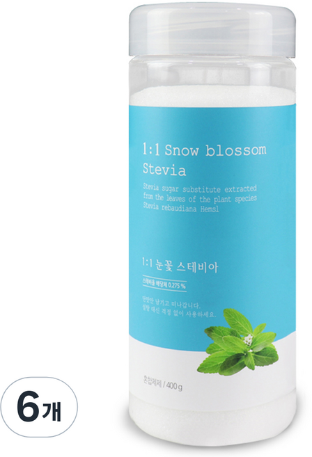 자연지애 1:1 눈꽃 스테비아 에리스리톨, 400g, 6개