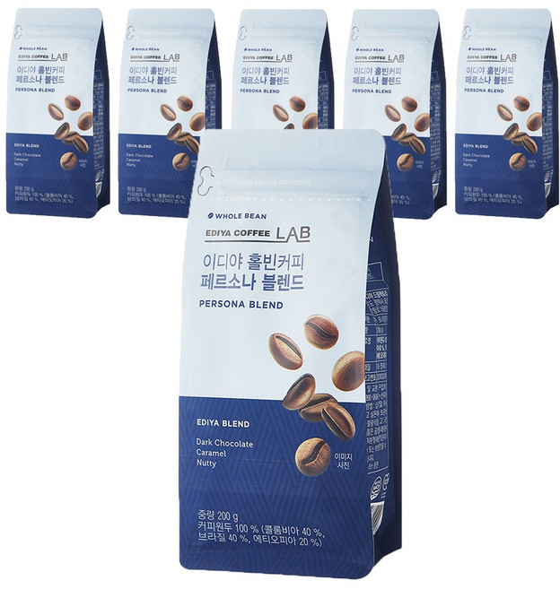 이디야 페르소나 블렌드 홀빈커피, 200g, 6개, 홀빈(분쇄안함)