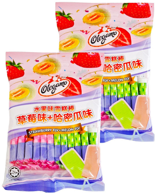 Olegamo 歐拉歌夢 水果味雪糕棒 草莓+哈密瓜口味, 96g, 2袋
