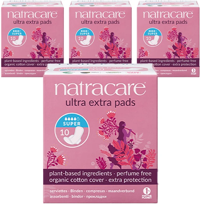 나트라케어 엑스트라 패드 생리대 날개형, 중형, 10개입, 4개 - 쿠팡